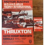 Thruxton original BARC motor racing poster together with original souvenir programme, WD & HO Wallis