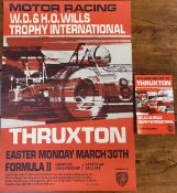 Thruxton original BARC motor racing poster together with original souvenir programme, WD & HO Wallis