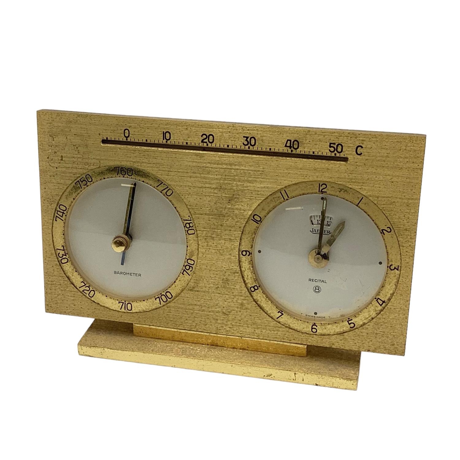 A Jaeger gilt metal bedside barometer clock/thermometer (The Weather Station) - Image 4 of 4