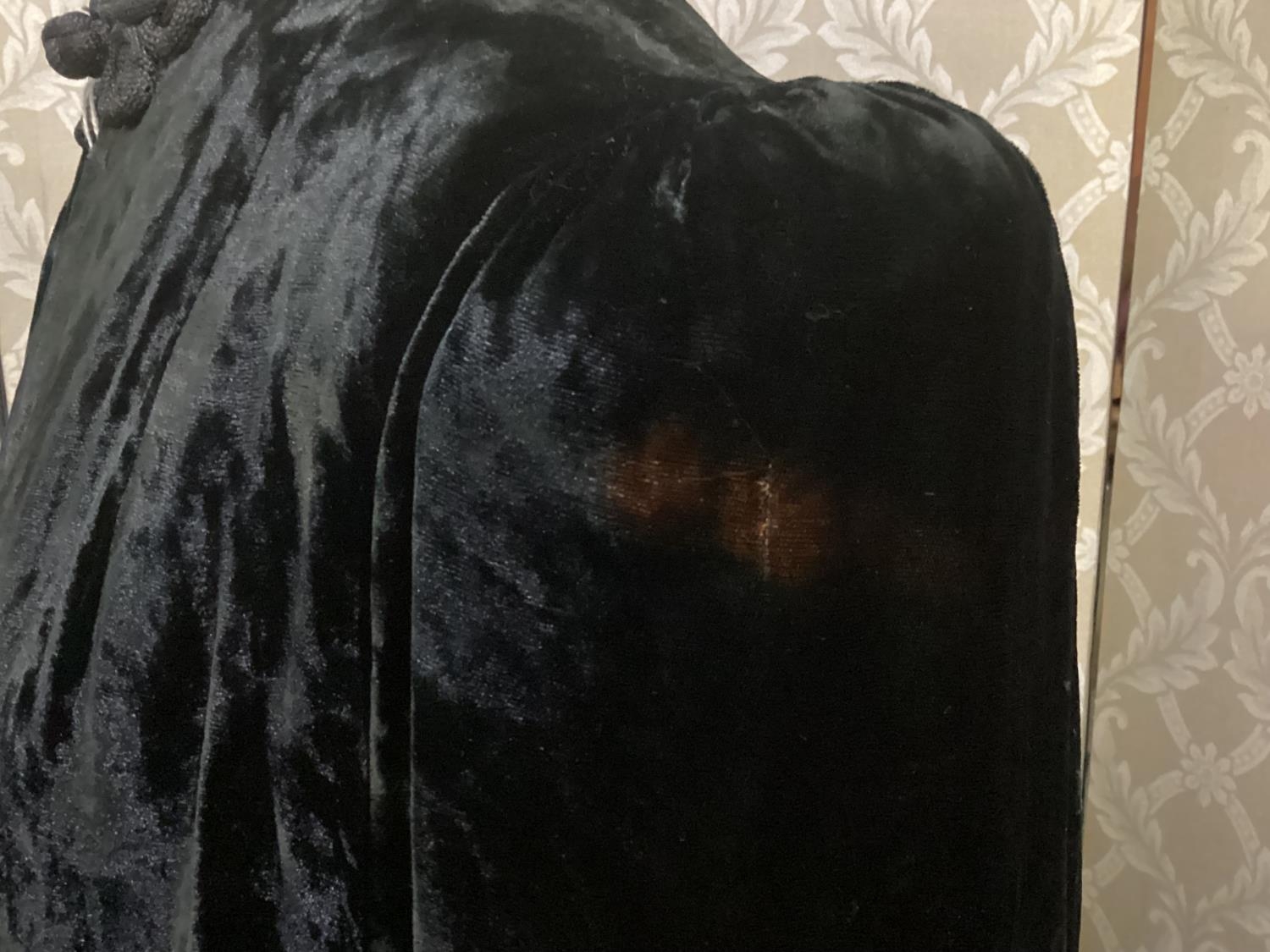 Two vintage black velvet capes, one with mark to shoulder and one with stains to lining and a velvet - Image 5 of 11