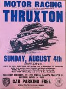 Thruxton original BARC motor racing poster Sunday August 4th Start 2.30 pm. Printed signature '