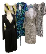 Quantity of DIANA VON FURSTENBERG, ladies dresses, including a black wrap dress