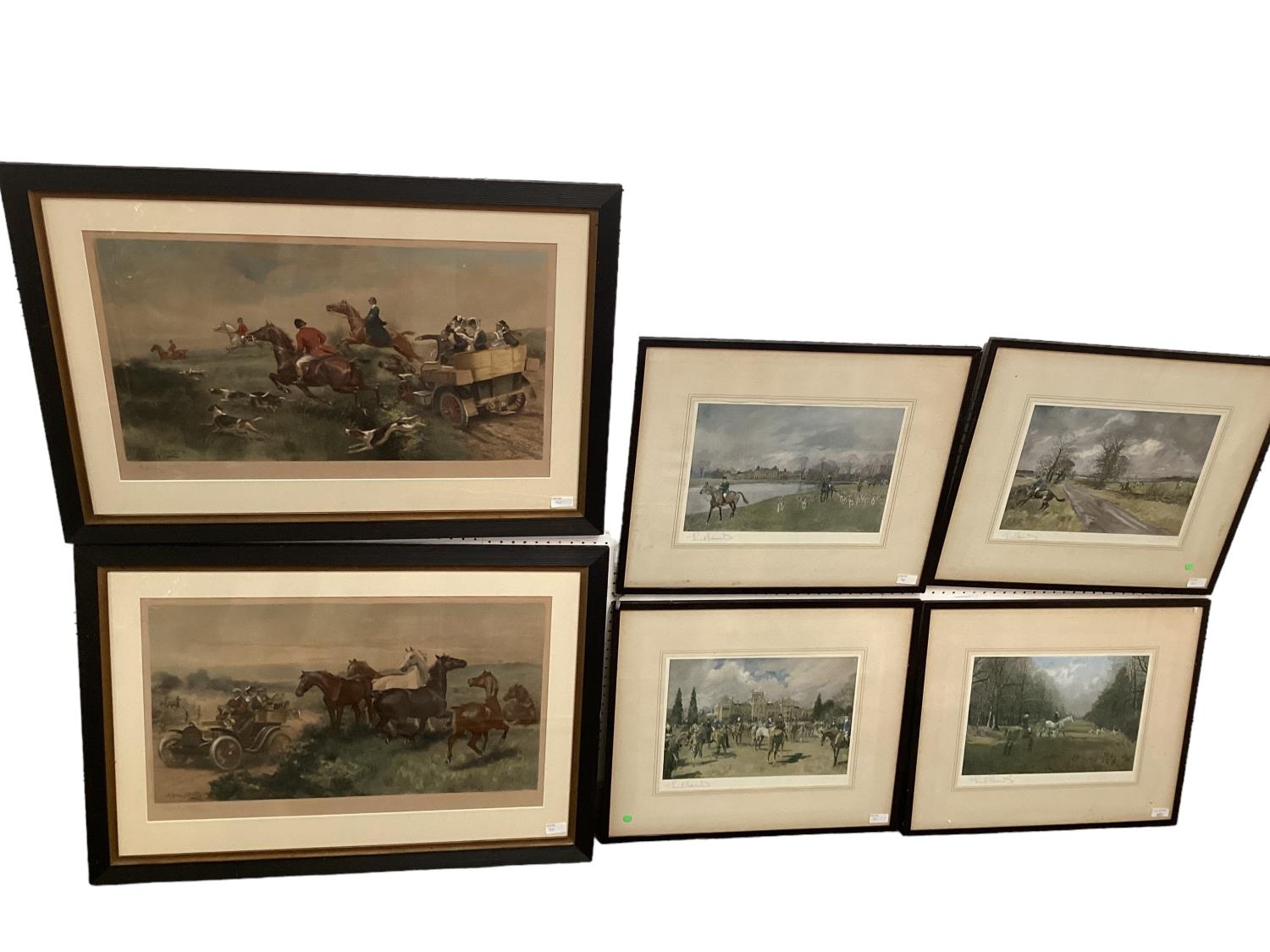 Four prints of hunting scenes, signed lower left, pencil Lionel Edwards, of the Beaufort Hunt, in - Image 2 of 9