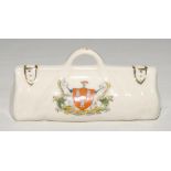 Cricket bag. Very large crested china cricket bag with colour emblem for ‘Newcastle-on-Tyne’.