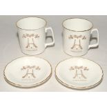 ‘Hambledon’. A pair of Royal Grafton bone china cup and saucers. Decorated to each item with