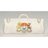 Cricket bag. Large crested china cricket bag with colour emblem for ‘West Kirby’. Victoria China.