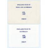 England cricket Christmas cards. Two official cards sent on England tours, both with a colour