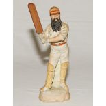 W.G. Grace. Continental, probably German, bisque figure of W.G. Grace in batting pose wearing pads