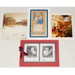 Thomas Godfrey Evans. Kent & England, 1939-1967. Four original Christmas cards sent to Evans and his