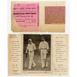 ‘Champion County [Nottinghamshire] v. Rest of England’ 1907. Official ticket for the second day of