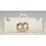 Cricket bag. Very large crested china cricket bag with colour emblem for ‘The Triple Entente. The