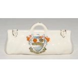 Cricket bag. Very large crested china cricket bag with colour emblem for ‘Matlock Bath’. Victoria