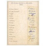New Zealand tour to South Africa 1953/54. Narrow ruled strip signed in ink by fifteen members of the