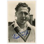 Trevor Edward Bailey. Essex & England 1946-1967. Mono real photograph postcard of Bailey, head and