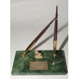 Kenneth Frank Barrington, Surrey & England 1953-1968. A pen stand, with small gilt figure of a New