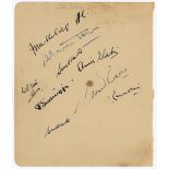 All India tour to England 1936. Large album page nicely signed in ink by Herbert Sutcliffe and eight