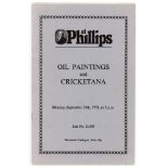 Phillips auction catalogue 1978. Original catalogue for the sale of ‘Oil Paintings and Cricketana’