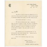 William Walter Keeton. Nottinghamshire & England 1926-1952. Original typewritten letter of selection