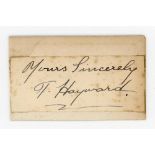 Thomas Walter Hayward. Surrey & England 1893-1914. Signature of Hayward nicely signed in ink to