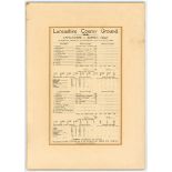 Lancashire v Surrey 1928. Original scorecard for the match played at Old Trafford on the 2nd-5th