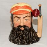 W.G. Grace. Large Royal Doulton ceramic caricature toby jug of W.G. Grace wearing M.C.C. cap, with