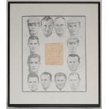 Lancashire 1924. Album page signed in pencil by twelve members of the Lancashire team including