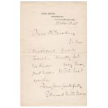 Dr Edward Mills Grace, Gloucestershire and England 1870-1895. Single page handwritten letter on Park