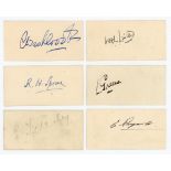 Lancashire. Ink signatures of Washbrook, Lister, R.H. Spooner, Green, and Paynter nicely signed in