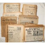 Australia tour to West Indies 1955. A large selection of over forty original newspapers with