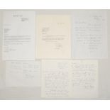 Australia Test players’ correspondence 1974-2010. Five original handwritten and typed letters from