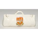 Cricket bag. Very large crested china cricket bag with colour emblem for ‘Woolwich’. Cyclone H.H.