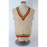Ian Botham. England 1980s. Original M.C.C. touring sleeveless woollen sweater worn by Botham