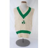 Ian Botham. Ireland sleeveless woollen sweater by ‘Bill Edwards’ with county colours of green to