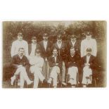 Sussex C.C.C. 1910. Early sepia real photograph postcard of the Sussex team seated and standing in