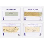 England ‘One Test Wonders’ 1879-1892. Four individual signatures of players who made only one Test