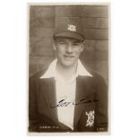 George Vernon Gunn. Nottinghamshire 1928-1950. Sepia real photograph postcard of Gunn, half