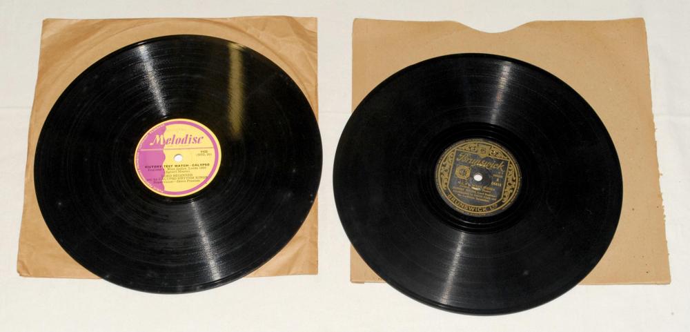 West Indies. Two original 78rpm records by Egbert Moore (Lord Beginner). ‘Victory Test Match-