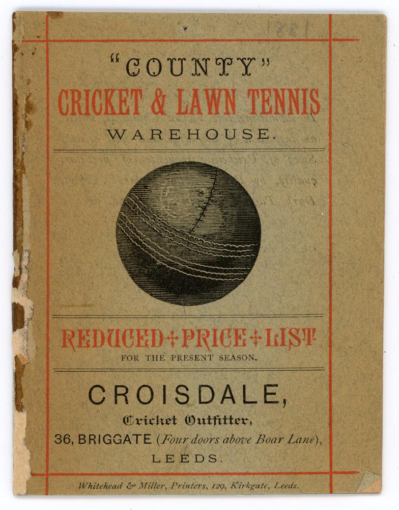 Cricket and sporting equipment catalogues and price lists 1881-1898. Six original catalogues. ‘A Few - Image 2 of 6