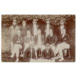 Worcestershire C.C.C. 1907. Early mono real photograph postcard depicting twelve members of the