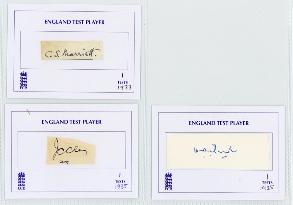 England ‘One Test Wonders’ 1931-1939. Thirteen individual signatures, the majority in ink, of - Image 4 of 4