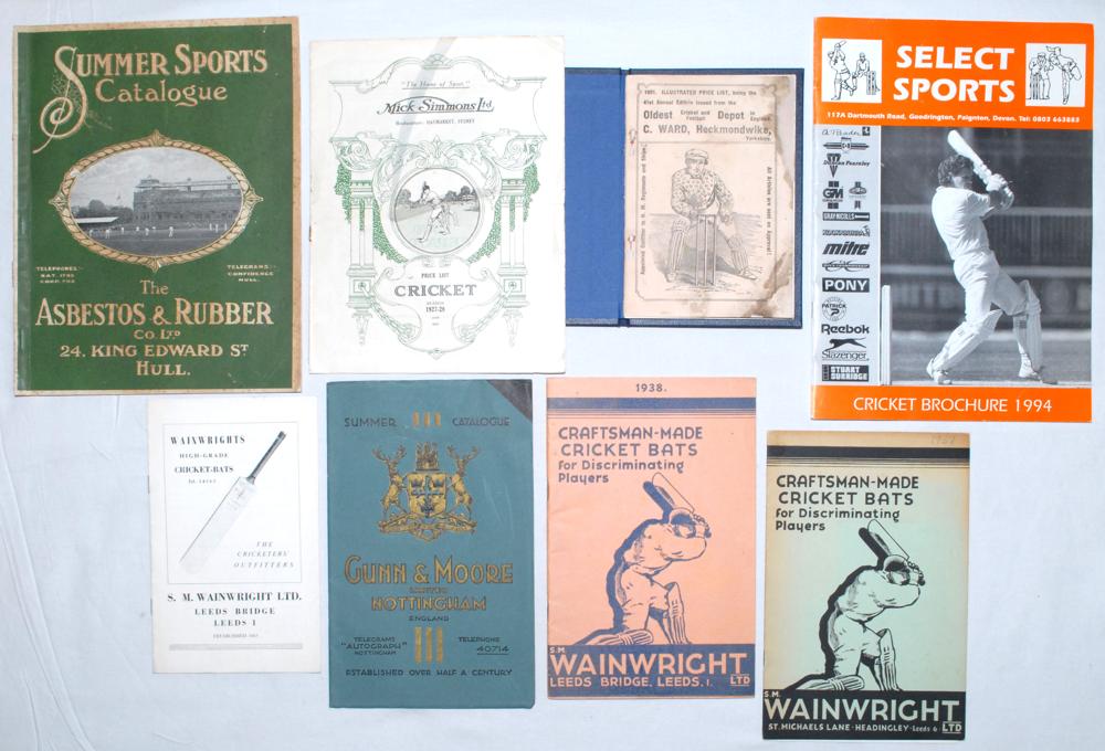Cricket and sporting equipment catalogues and price lists 1901-1956. Seven original catalogues. C.