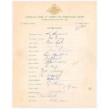 Australian tour of England 1961. Official autograph sheet signed in ink by eighteen members of the