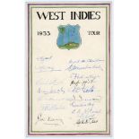 West Indies tour to England 1933. Original artwork with hand painted West Indies emblem and