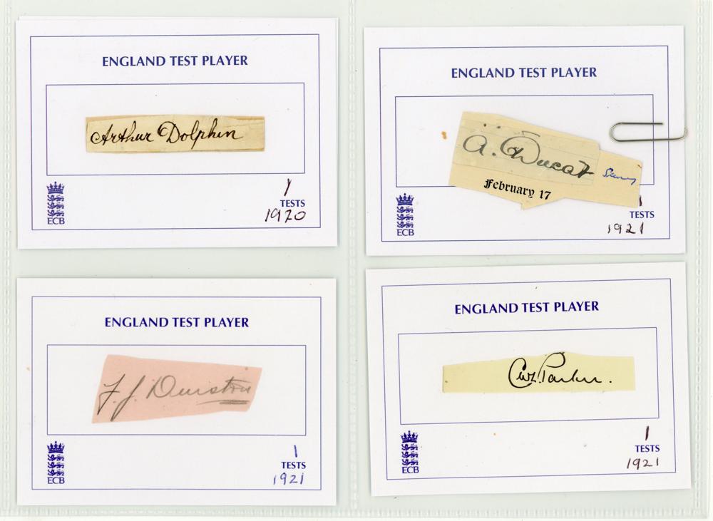 England ‘One Test Wonders’ 1909-1924. Thirteen individual signatures, the majority in ink, of - Image 2 of 4