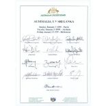 Australia ‘A’ v Sri Lanka 1999. Official autograph sheet for the signed in ink by all thirteen