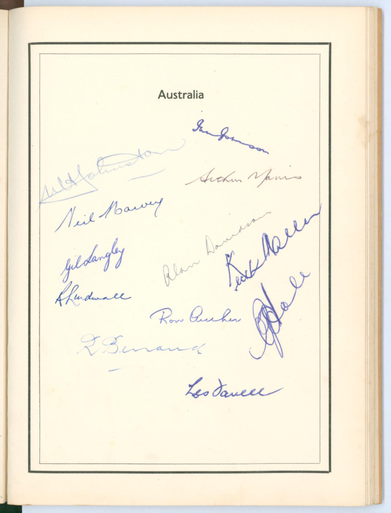 A.J.W. McIntyre Benefit Year 1955. ‘Autographed Cricket Album’. Hardback Benefit album produced - Image 6 of 6