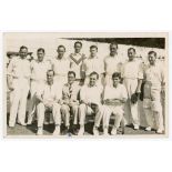 Somerset C.C.C. 1938. Original mono real photograph postcard of the Somerset team for the match v