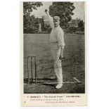 Thomas Bowley. Surrey 1885-1891. Mono printed postcard of Bowley standing full length at the