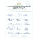 Australian v New Zealand 1997/98. Official autograph sheet for the 1st Test played at Brisbane,