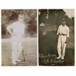 Hampshire player postcards early 1900s. Two early mono real photograph postcards. One of Phil Mead